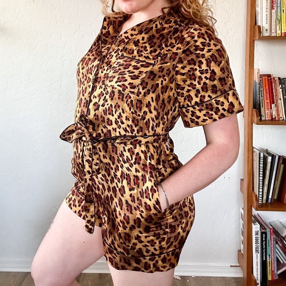 NWT Anthropologie Brand Leopard Print Silk Romper